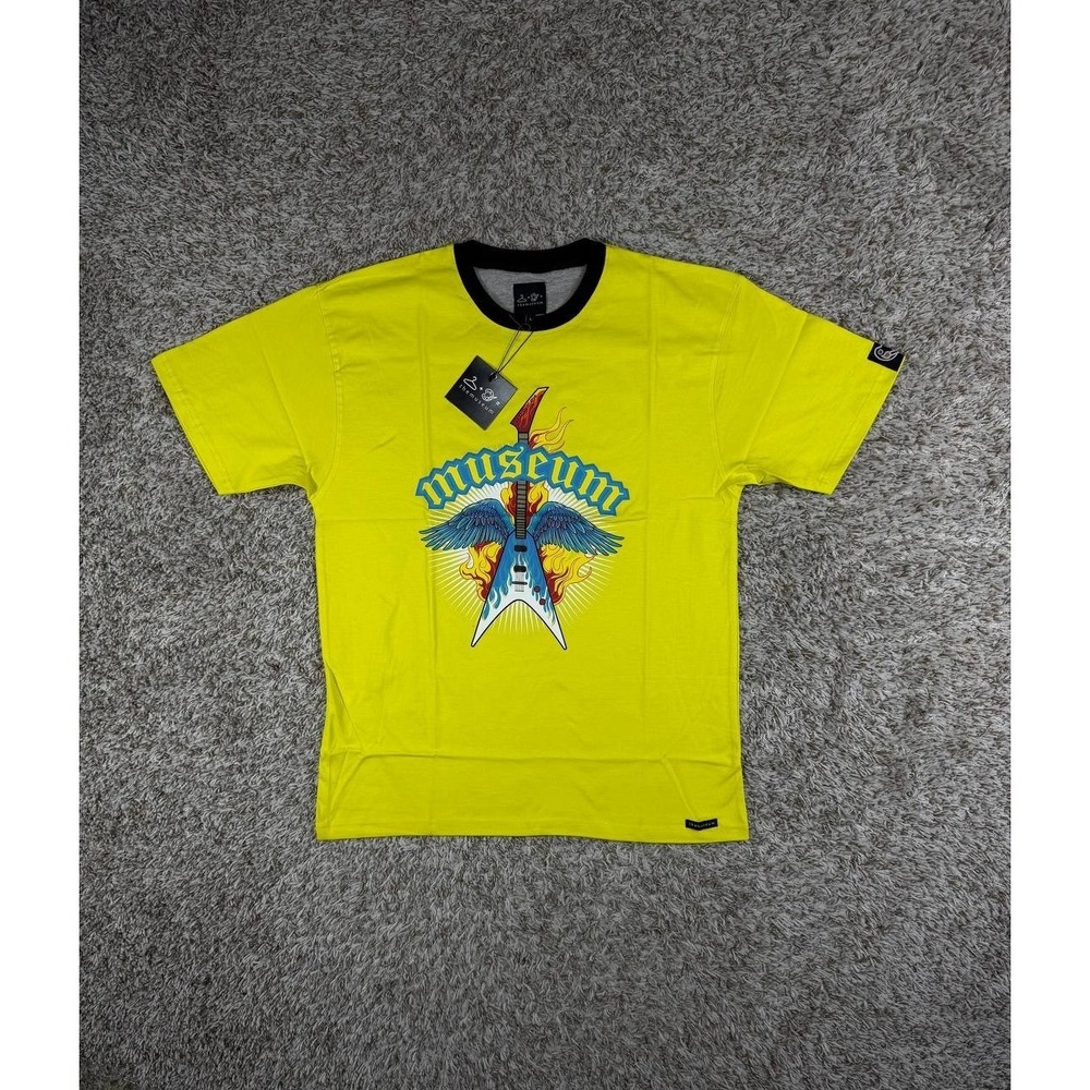 The Museum DC Yellow Graphic Print Guitar Flame Tee Men's Size Large